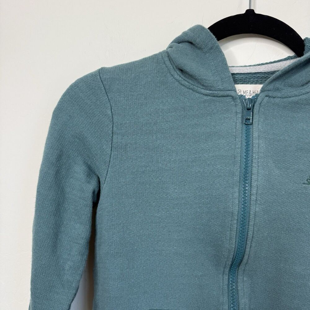 Me & Henry Kids 6/7 Years Teal Blue Dog Logo Zip Up Hoodie Jacket Outdoor Play - Picture 5 of 11
